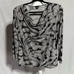 Rafaella Black and White Relaxed Blouse With Graphic Design Size Large